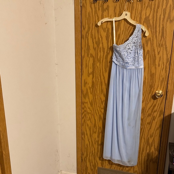 David's Bridal Light Blue One-Shoulder Dress - Picture 1 of 2